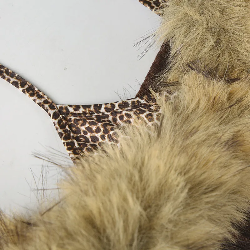 Aurora Faux Fur Halter Top