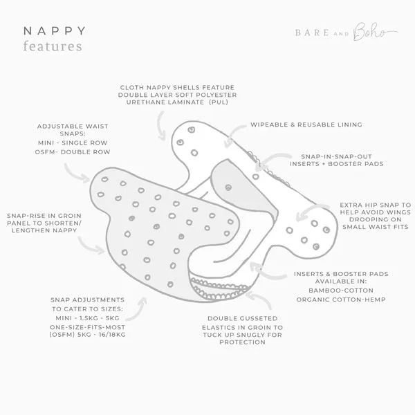 Bare and Boho Soft Cover Nappy 2.0 - One Size