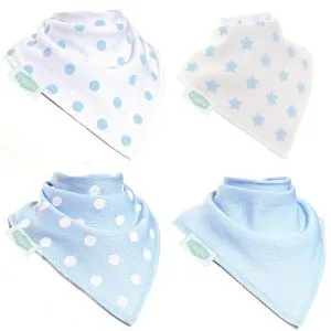 Boy bandana dribble bibs- blue and white