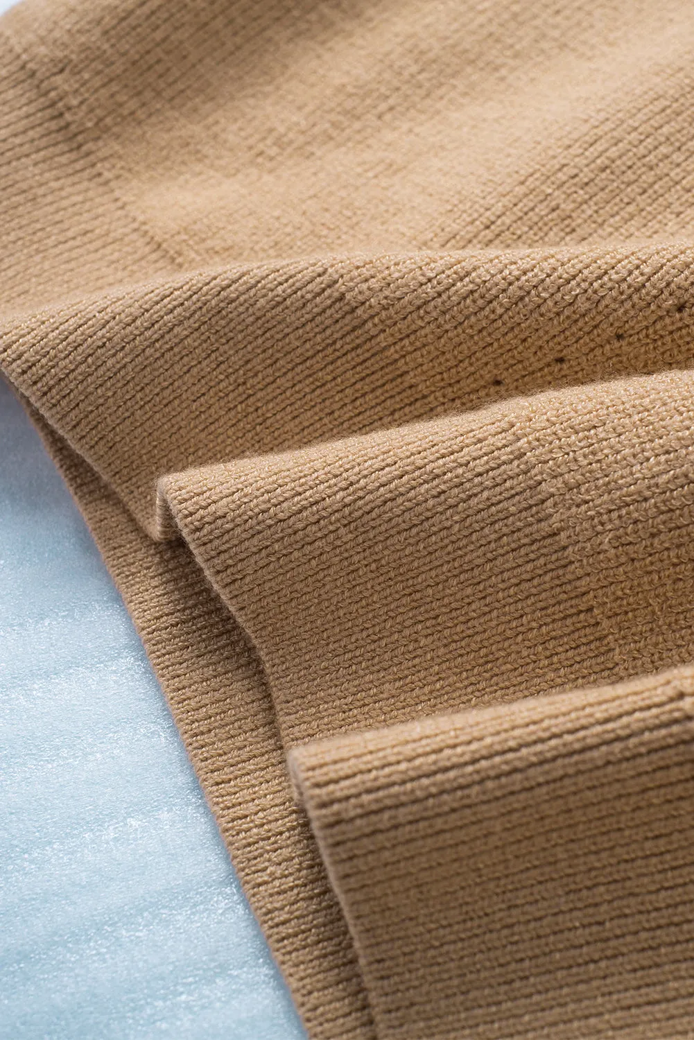 Brown Turtleneck Long Sleeve Knitted Sweater Dress
