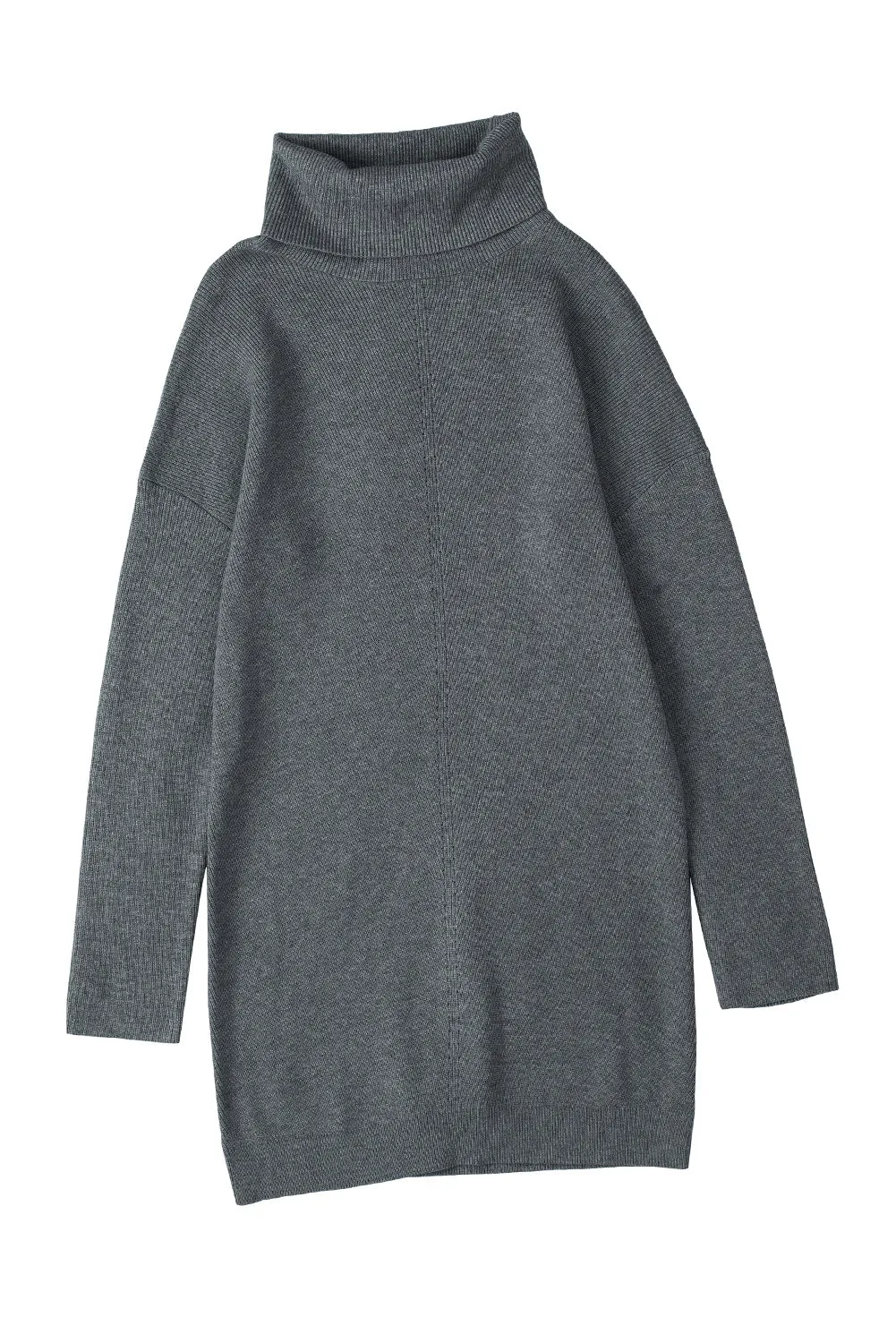Brown Turtleneck Long Sleeve Knitted Sweater Dress