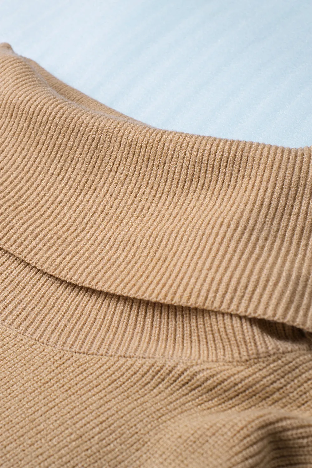 Brown Turtleneck Long Sleeve Knitted Sweater Dress