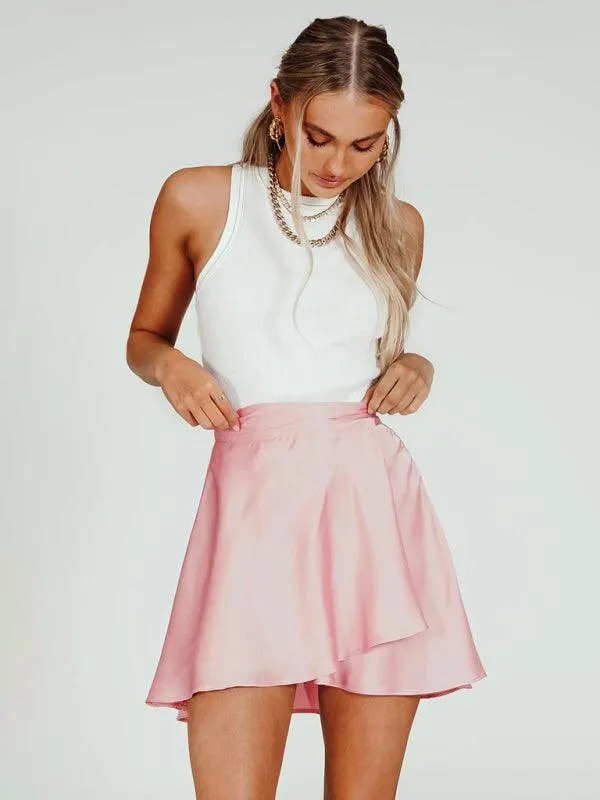 Chic Satin Wrap Mini Skirt for Fashion-Forward Women