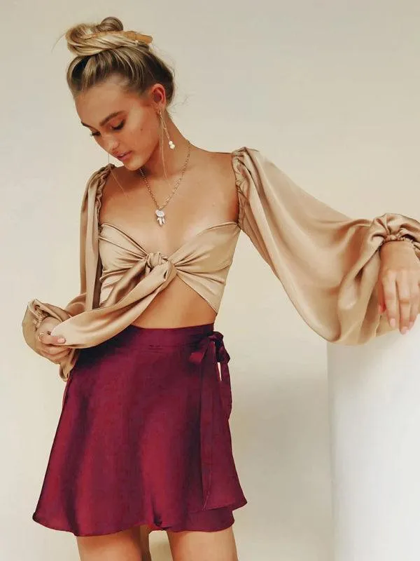Chic Satin Wrap Mini Skirt for Fashion-Forward Women