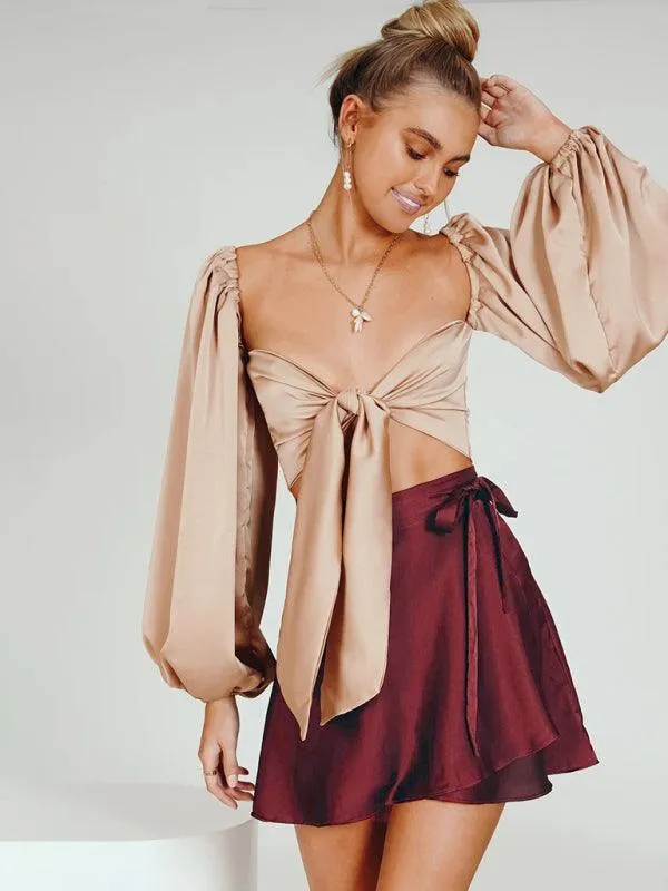 Chic Satin Wrap Mini Skirt for Fashion-Forward Women