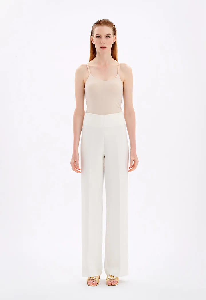 Choice High Waist Wide Legs Trousers Off White