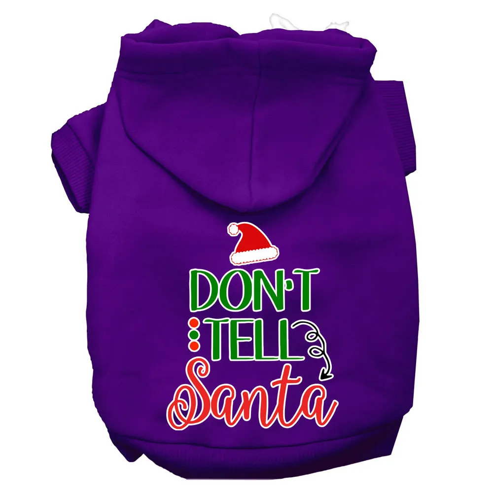 Don't Tell Santa Screen Print Dog Hoodie Purple Xxl