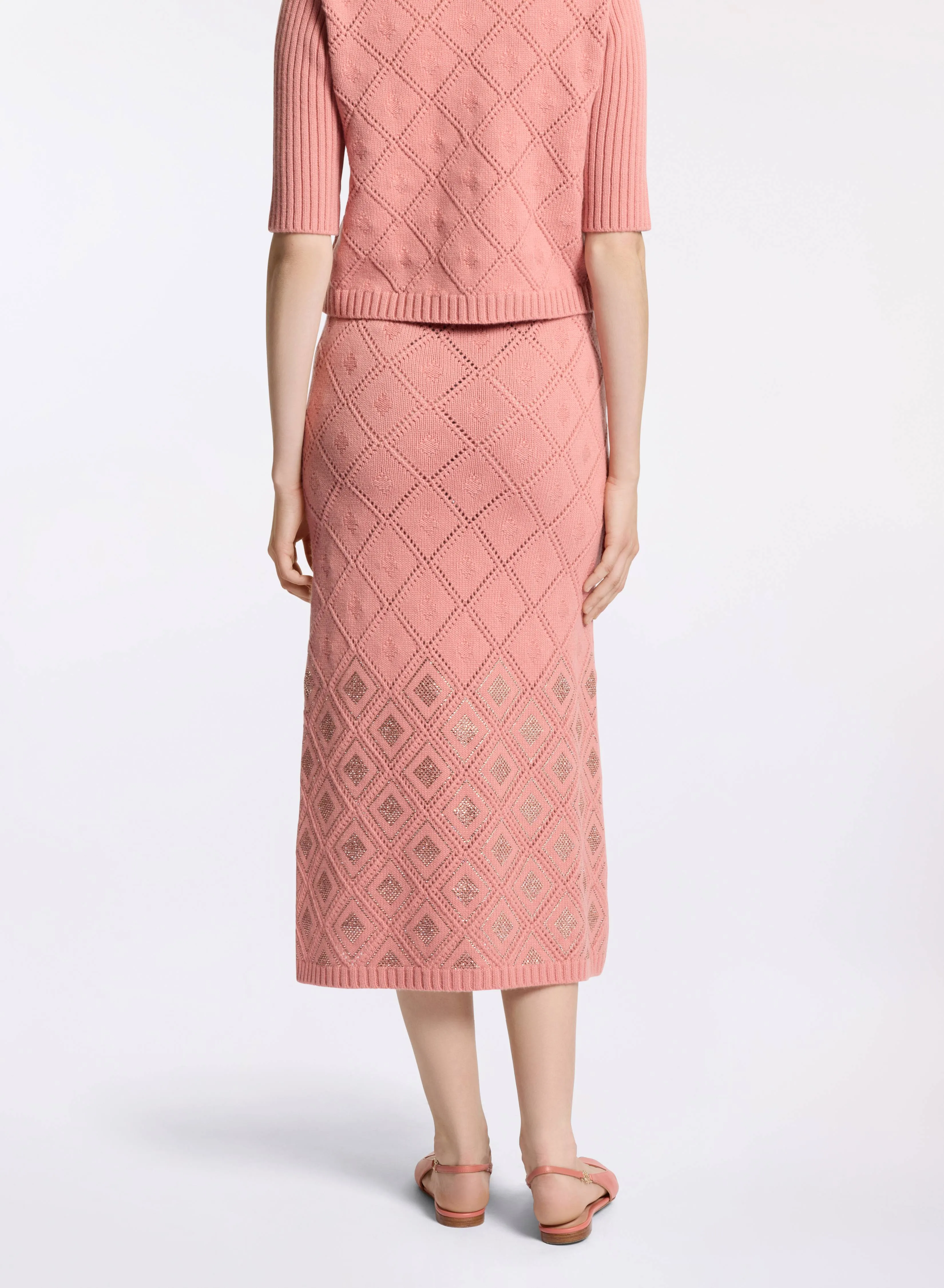 Embellished Knit Midi Skirt