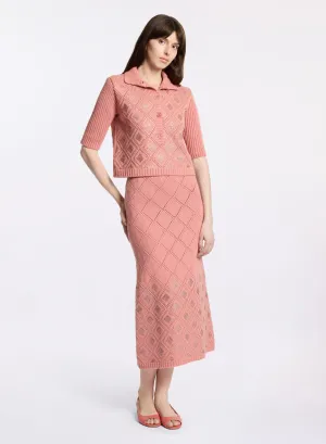 Embellished Knit Midi Skirt