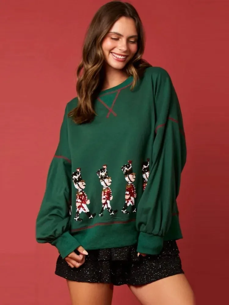 Glitter Patchwork Vintage Harajuku Christmas Hoodie