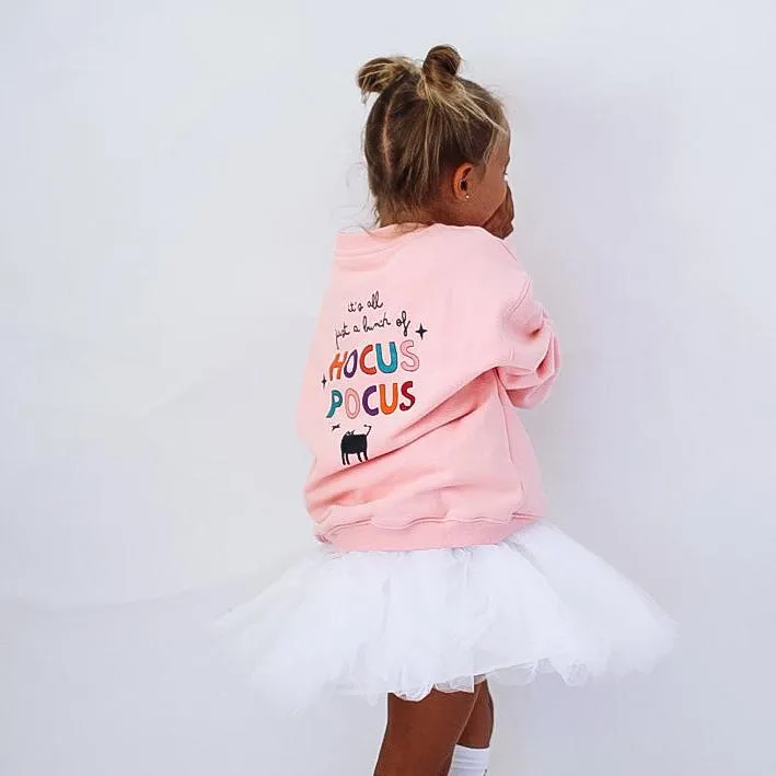 HOCUS POCUS pullover | in light pink | front & back print | oversized  drop shoulder | KIDS