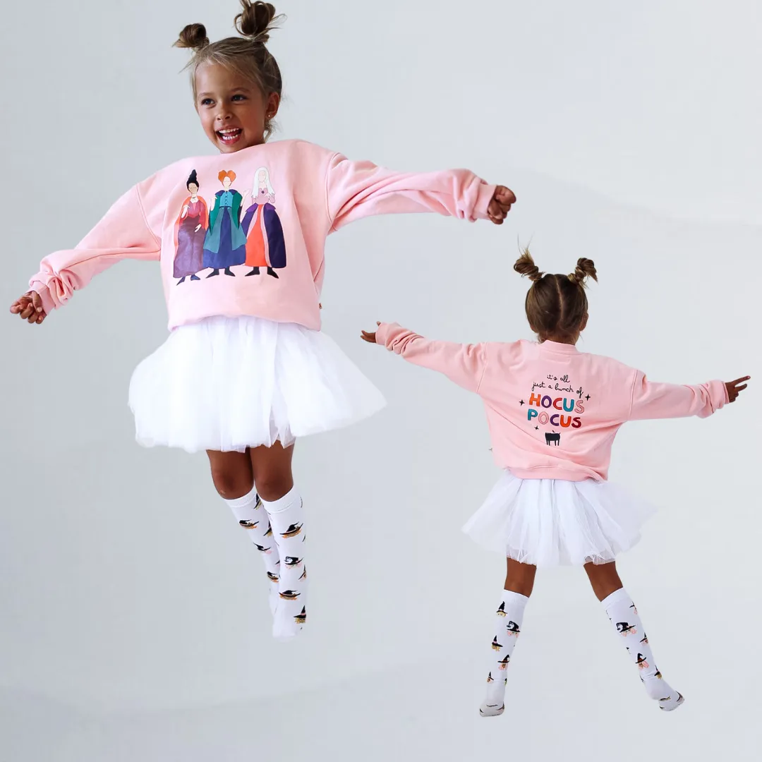 HOCUS POCUS pullover | in light pink | front & back print | oversized  drop shoulder | KIDS