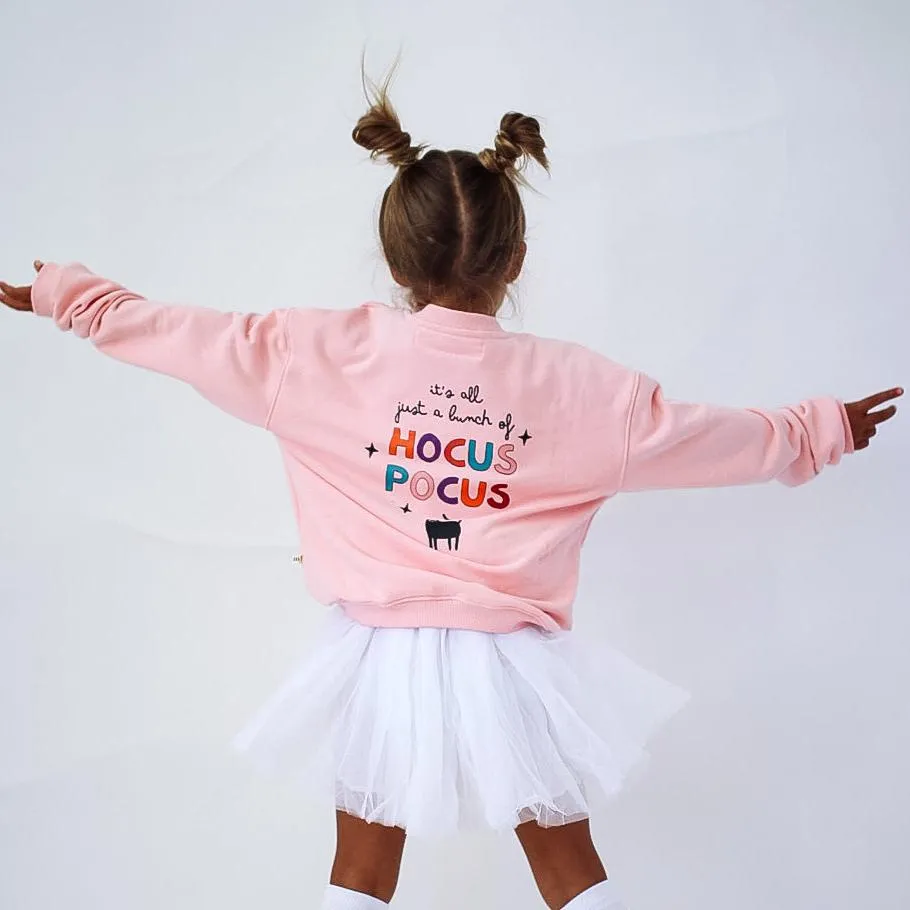 HOCUS POCUS pullover | in light pink | front & back print | oversized  drop shoulder | KIDS