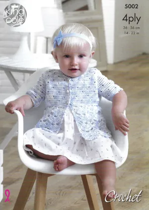 King Cole 5002 Matinee Jackets Cardigans & Shawl 4ply Knitting Pattern
