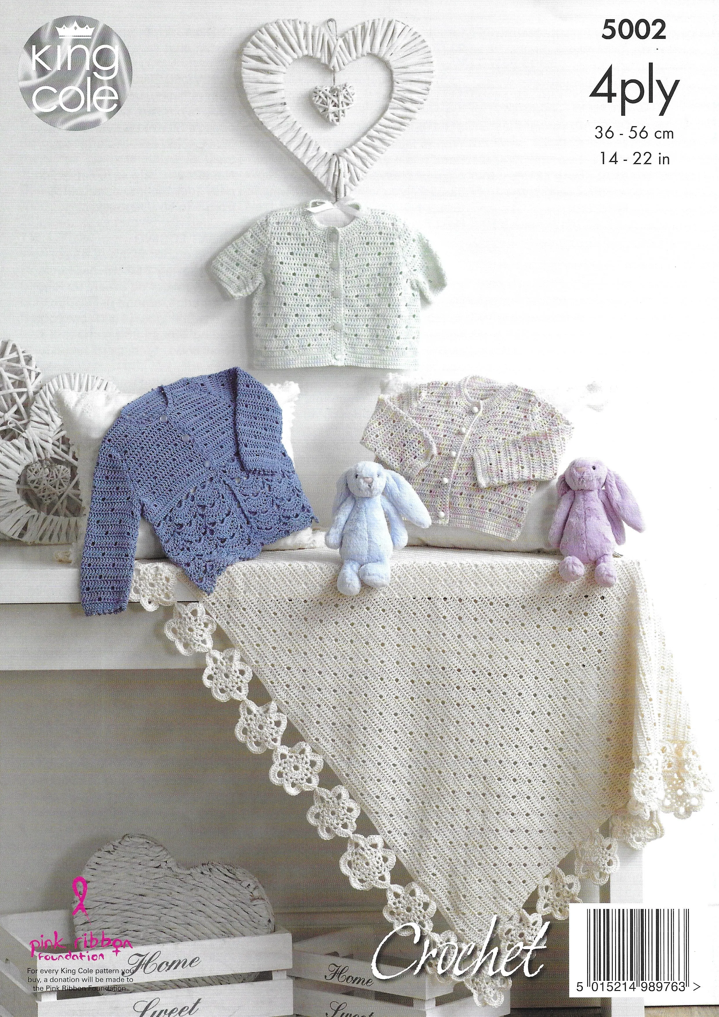 King Cole 5002 Matinee Jackets Cardigans & Shawl 4ply Knitting Pattern