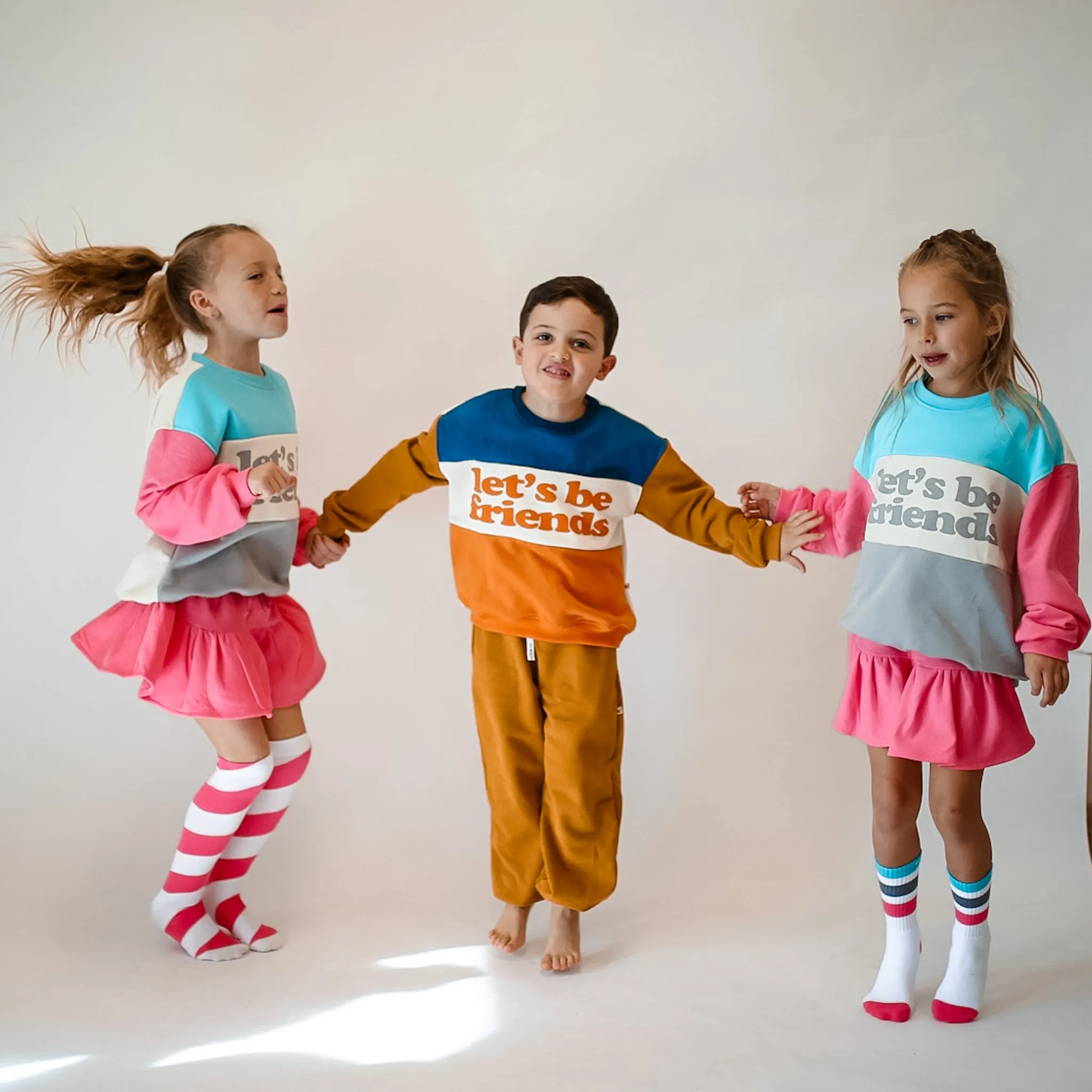 LET'S BE FRIENDS pullover |  mustard   blue   orange | oversized  drop shoulder | KIDS
