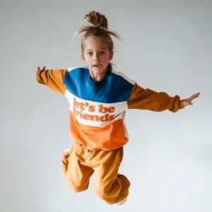 LET'S BE FRIENDS pullover |  mustard   blue   orange | oversized  drop shoulder | KIDS