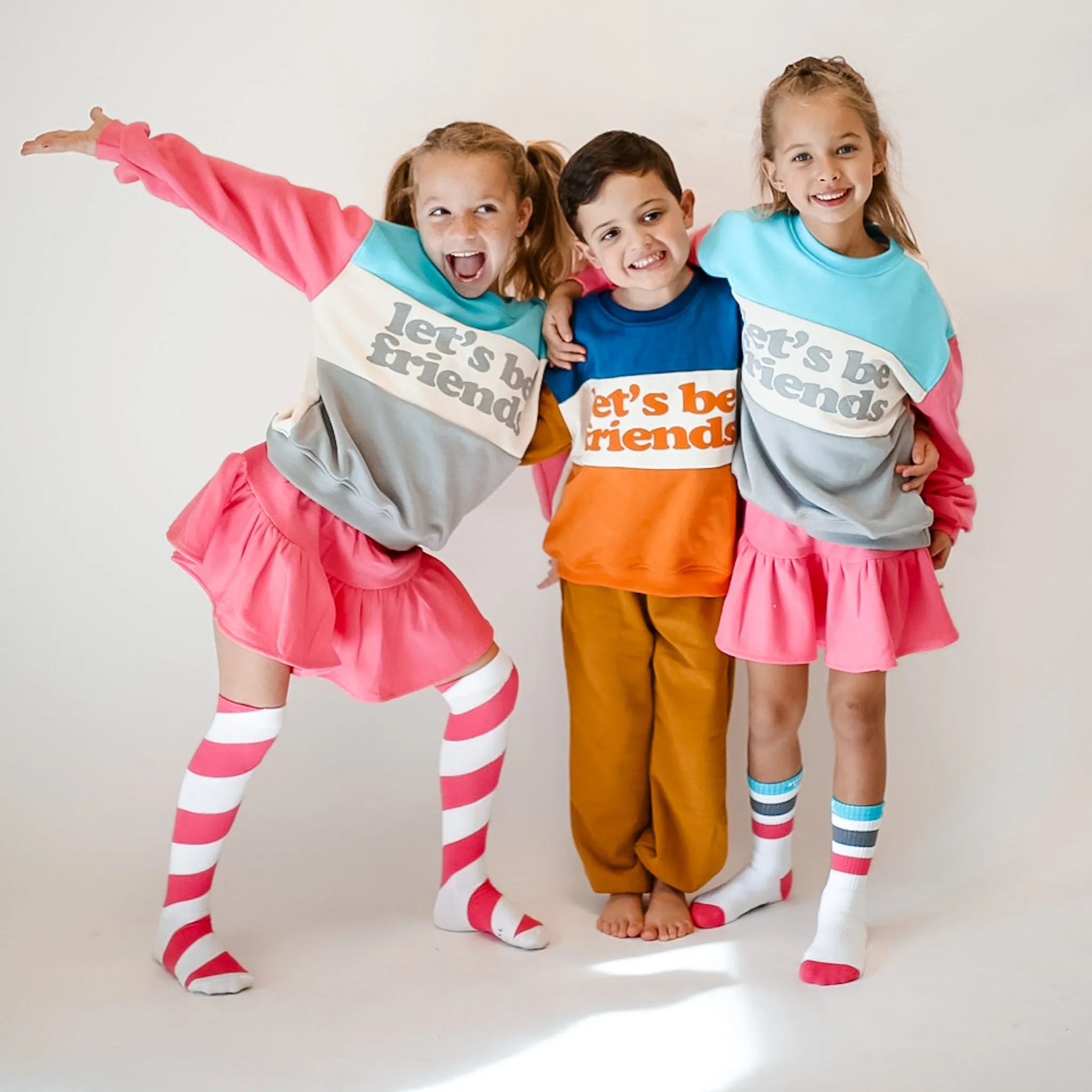 LET'S BE FRIENDS pullover |  mustard   blue   orange | oversized  drop shoulder | KIDS