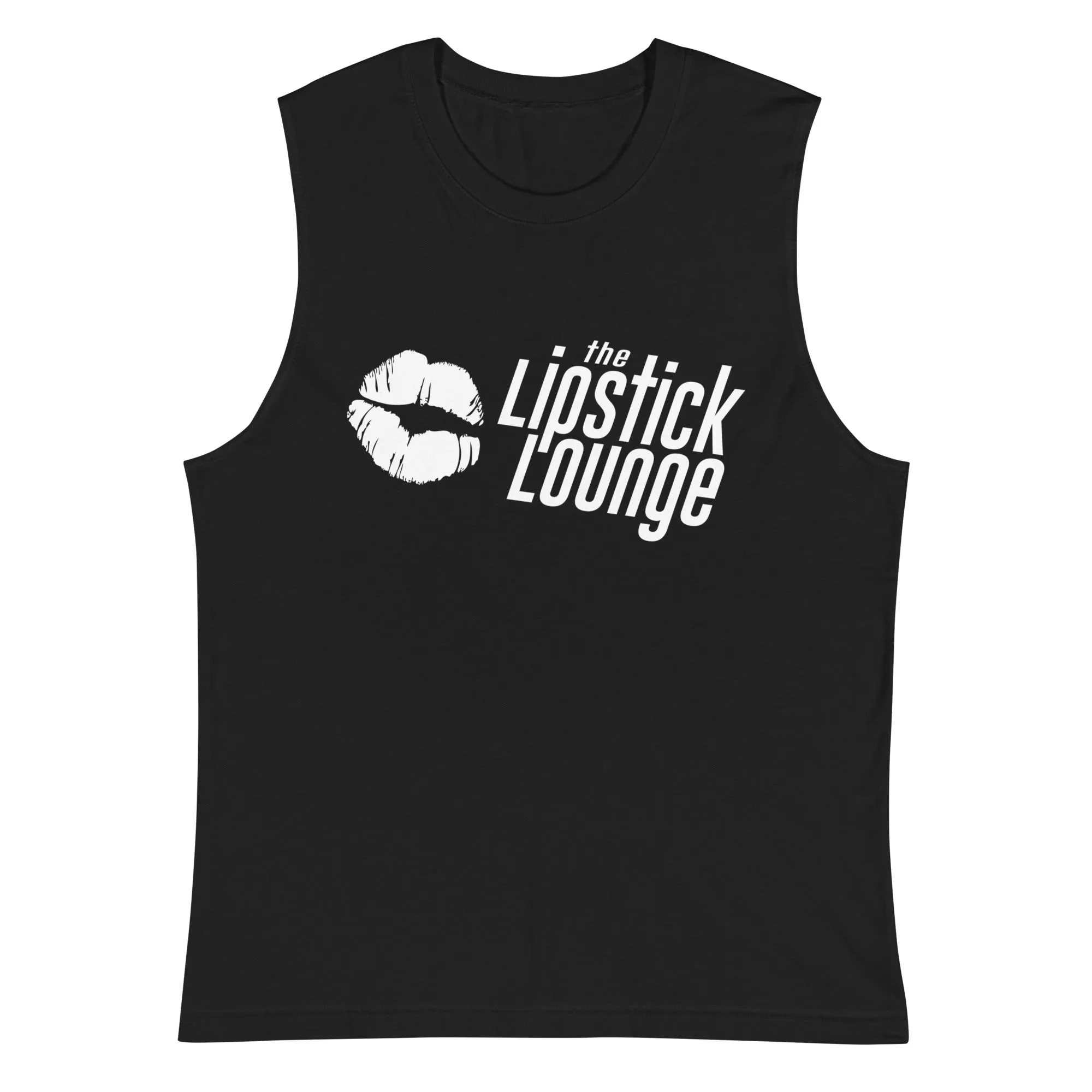 Lipstick Lounge White/Black Logo Muscle Shirt