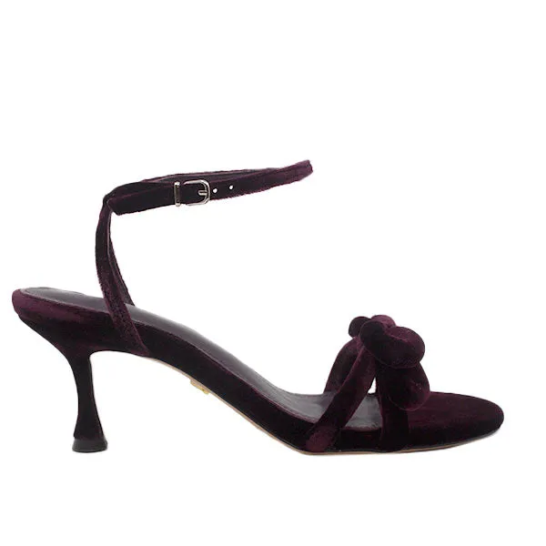 Mesola Burgundy | Velvet Bow Heel