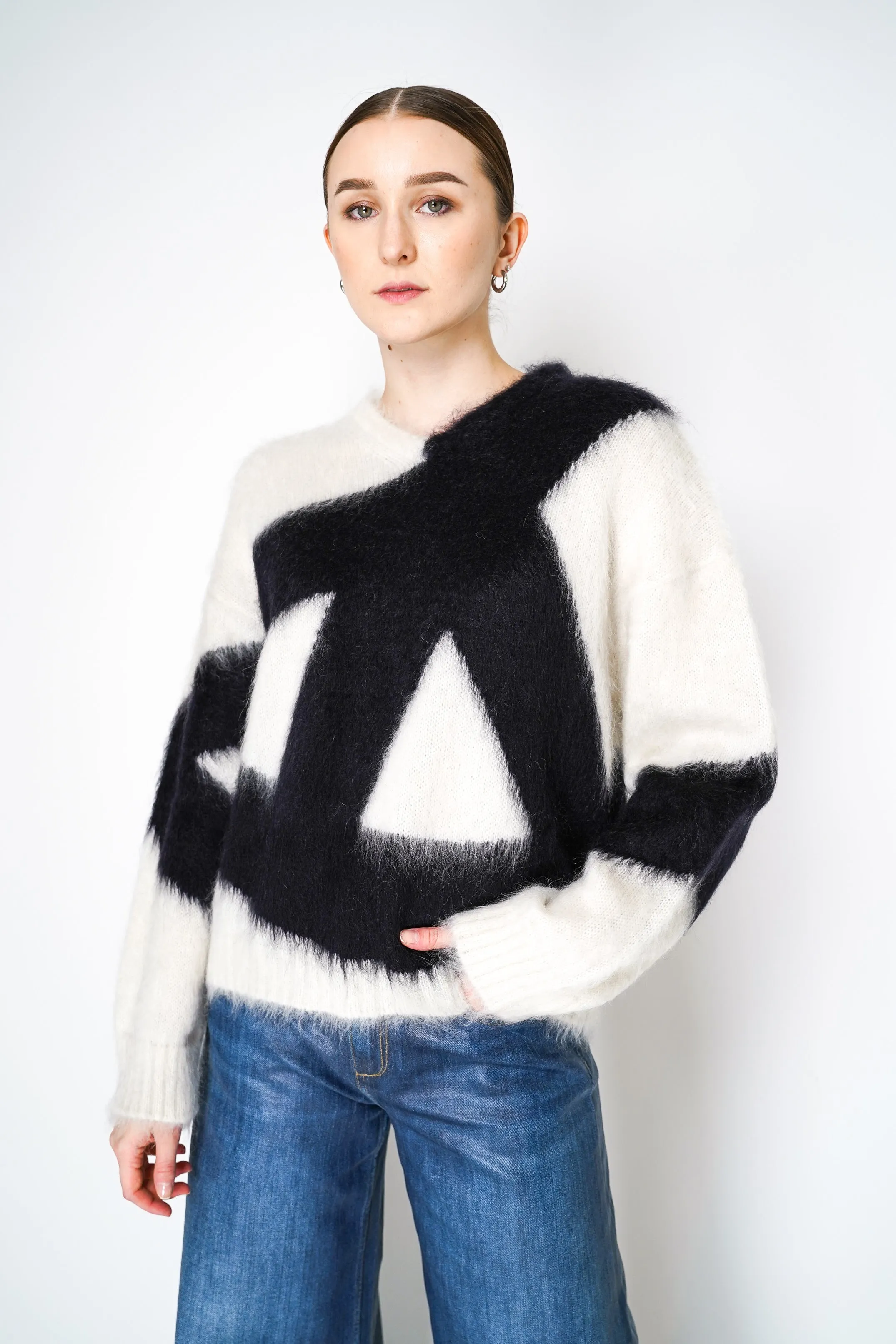 Moschino Pullover in Brushed Mohair Peace Print