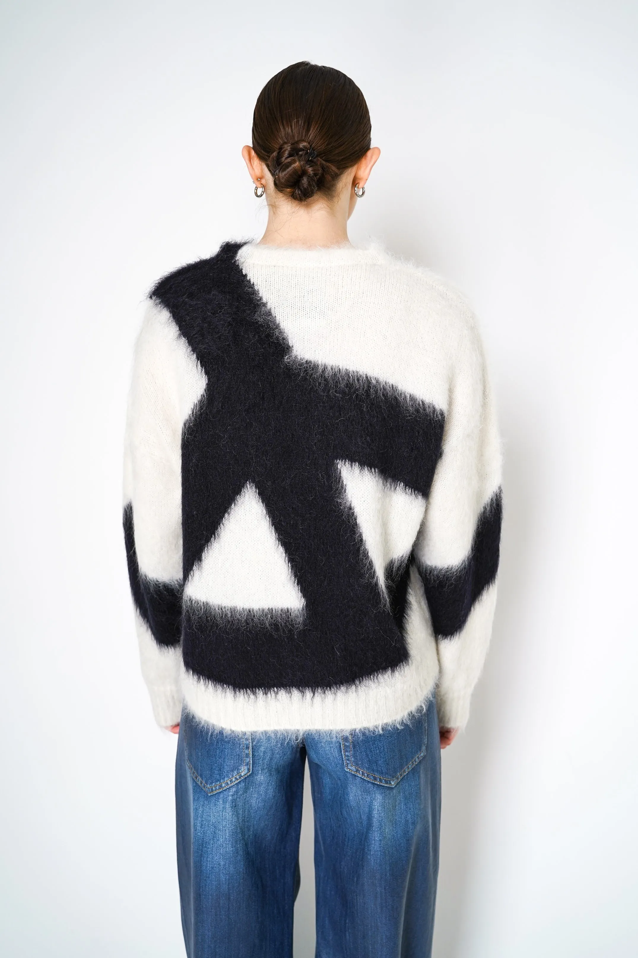Moschino Pullover in Brushed Mohair Peace Print