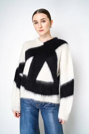 Moschino Pullover in Brushed Mohair Peace Print