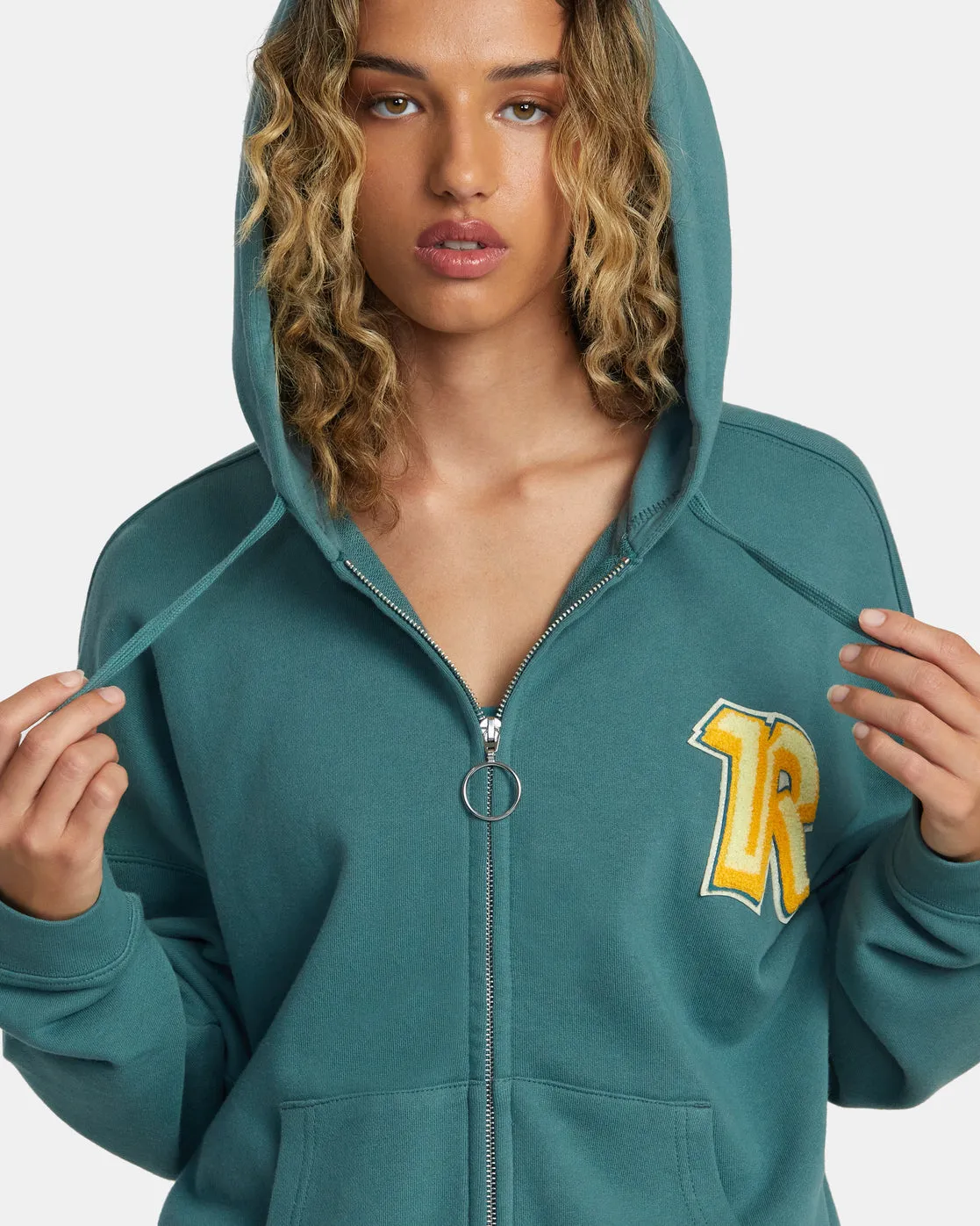 Rose Machado Thrift Zip Hoodie - Teal