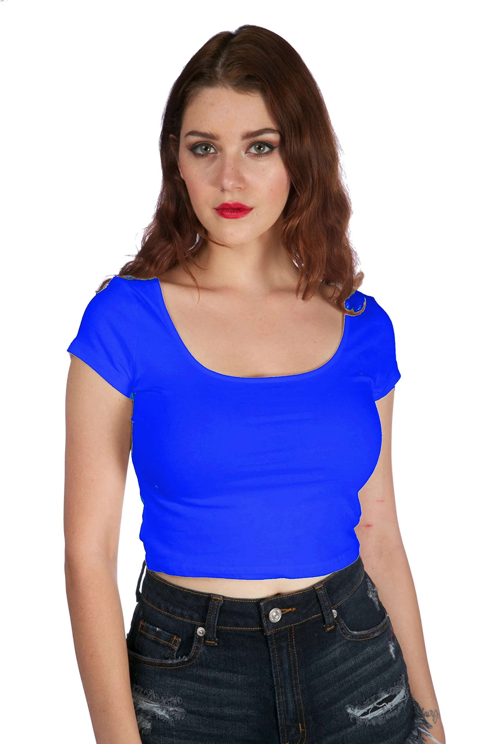 Short cap sleeve criss-cross top cotton spandex (Medium, Coral)