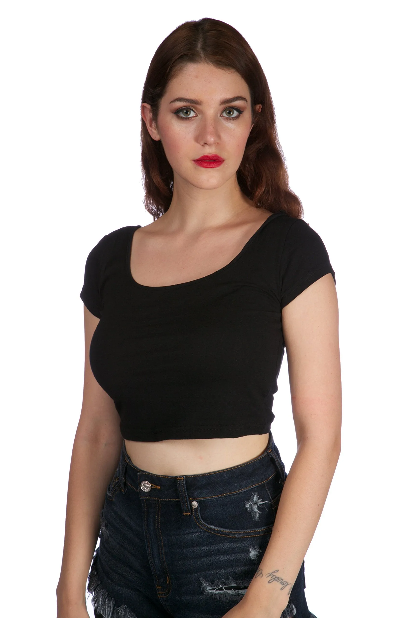 Short cap sleeve criss-cross top cotton spandex (Medium, Coral)