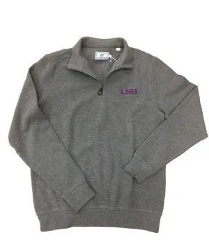Southern Tide - Flat Back Rib 1/4 Zip-Heathered - LSU