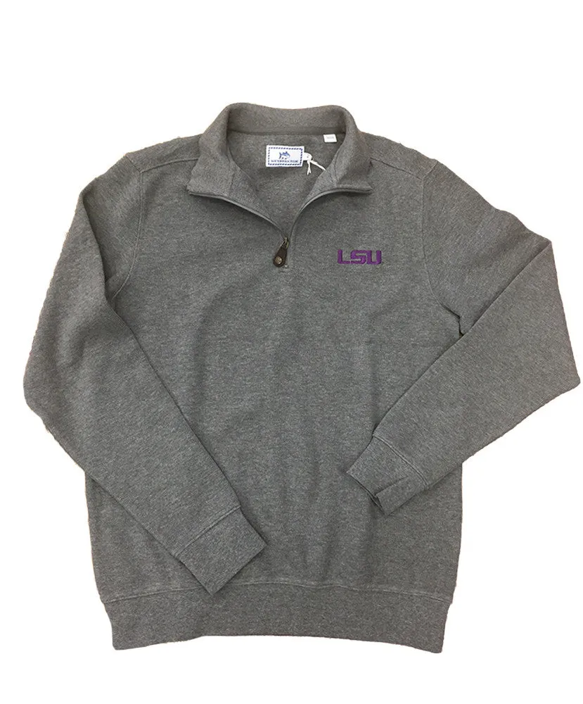 Southern Tide - Flat Back Rib 1/4 Zip-Heathered - LSU