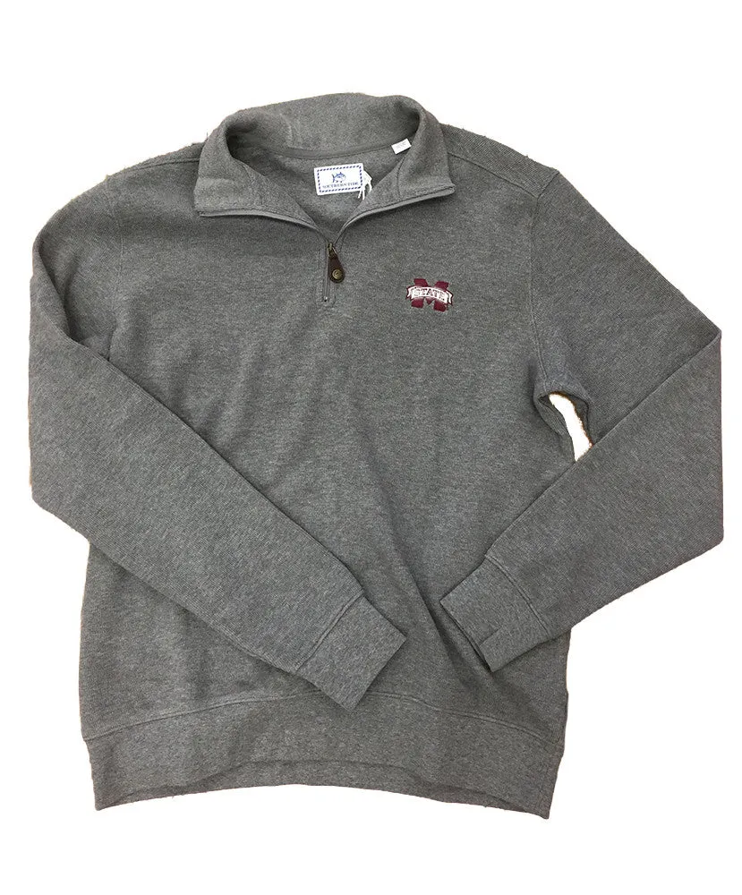Southern Tide - Flat Back Rib 1/4 Zip-Heathered-Mississippi State