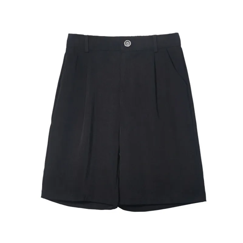 Suits Shorts Women Summer Thin High Waist Loose Wide Leg Straight A-Line Casual Pants Bermuda Shorts