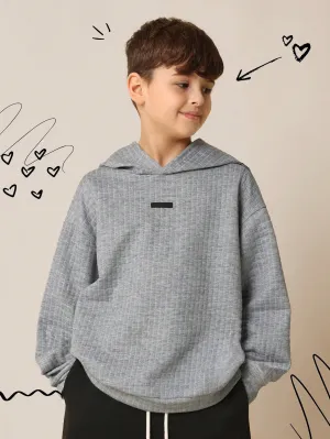 Tween Boys Regular Fit Textured Hoodie