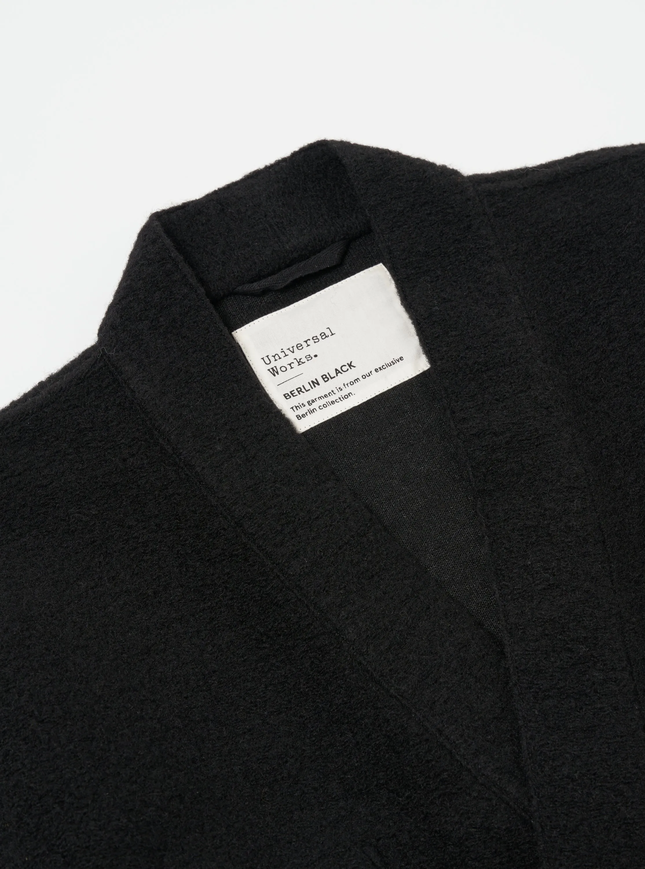 Universal Works Kyoto Work Jacket in Black Wool Fleece