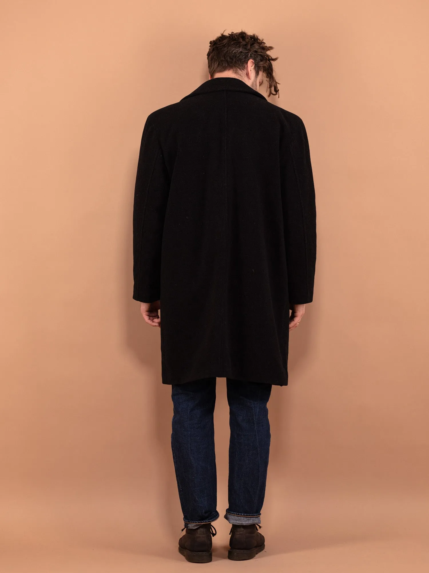 Vintage 00's Men Wool and Cashmere Blend Coat in Black