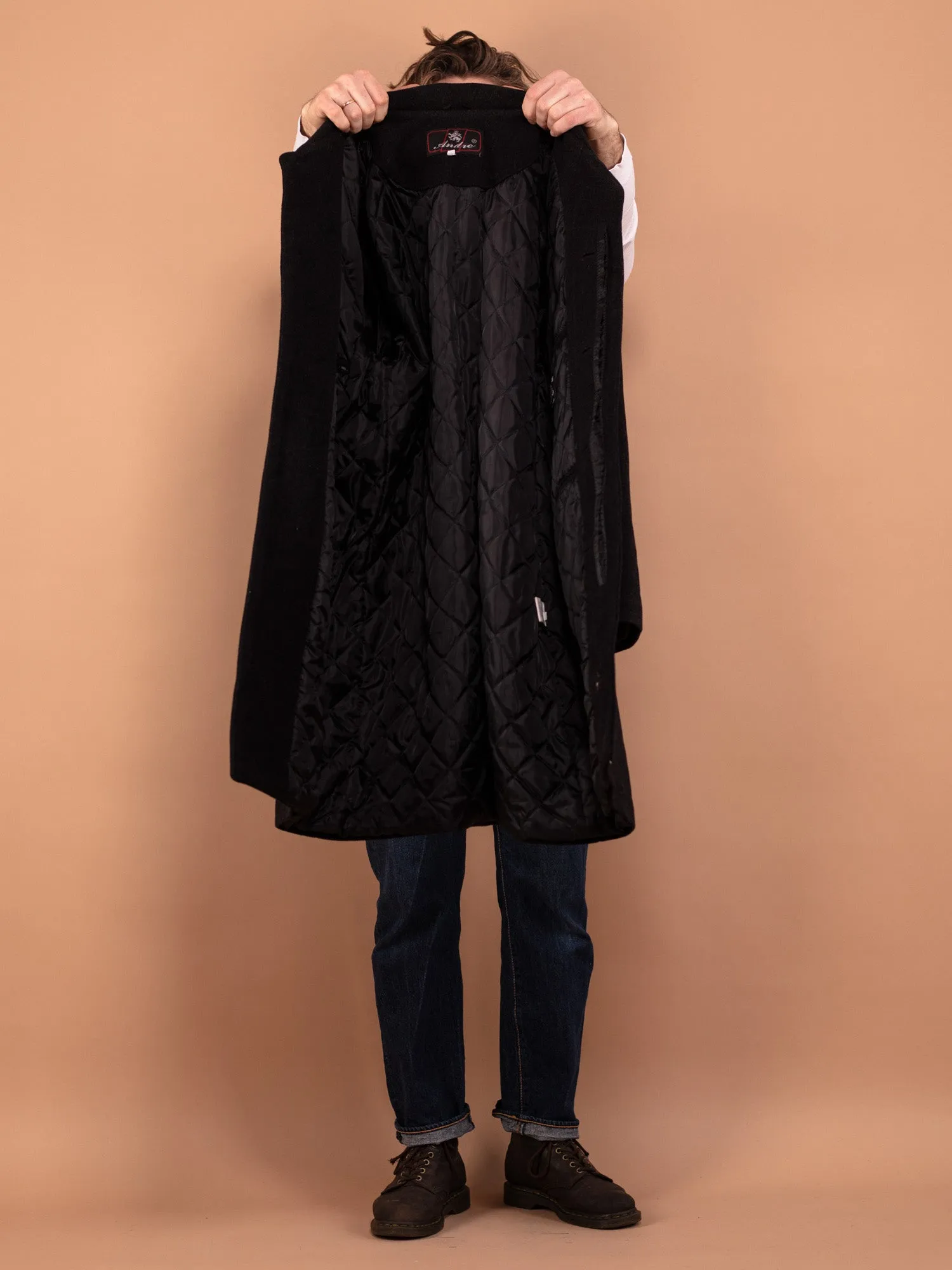 Vintage 00's Men Wool and Cashmere Blend Coat in Black
