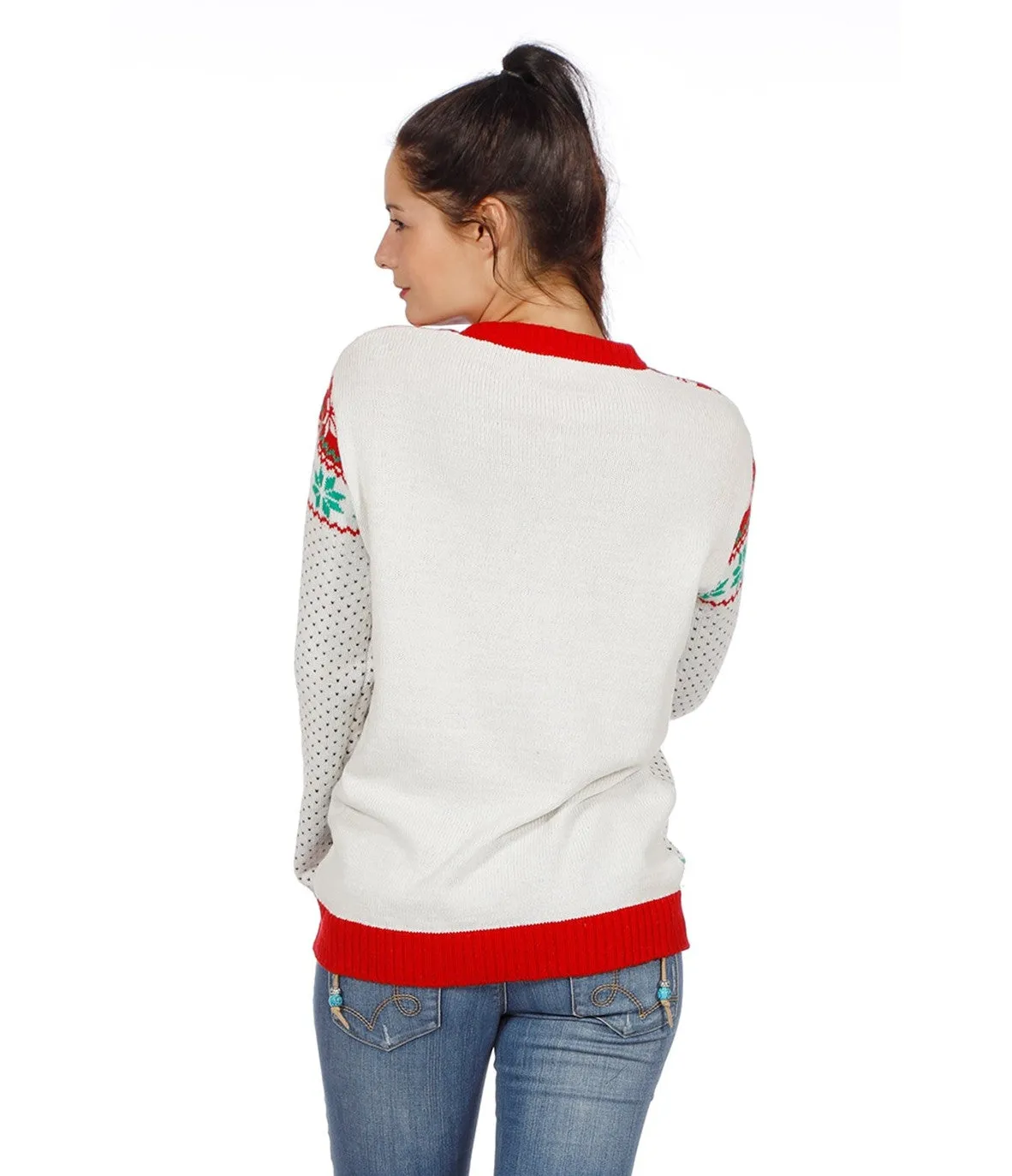Weihnachtspulli Springende Rentiere Gemustert Unisex