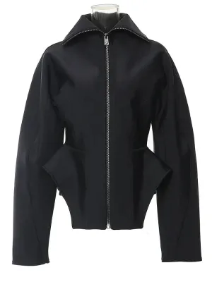 Wenkouban-Winter outfits Christmas Black Friday Front Zipper Slim-Waist Black Fashion Jacket