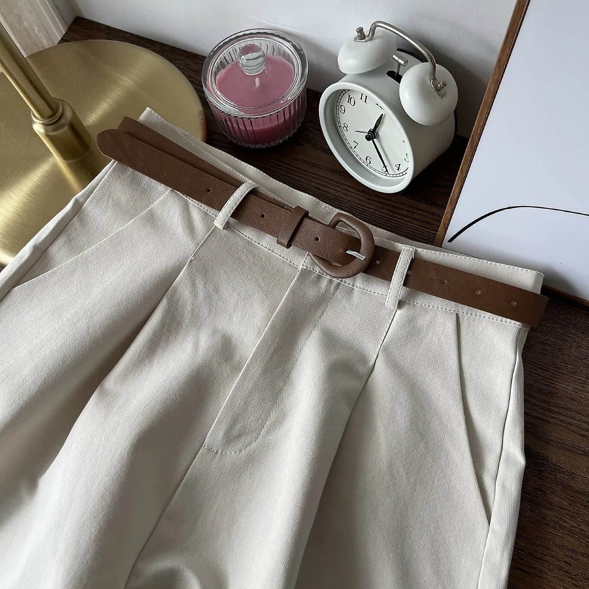 Wide Leg Shorts Women Petite Slim Look All-Matching High Waist Casual Pants Loose Bermuda Shorts