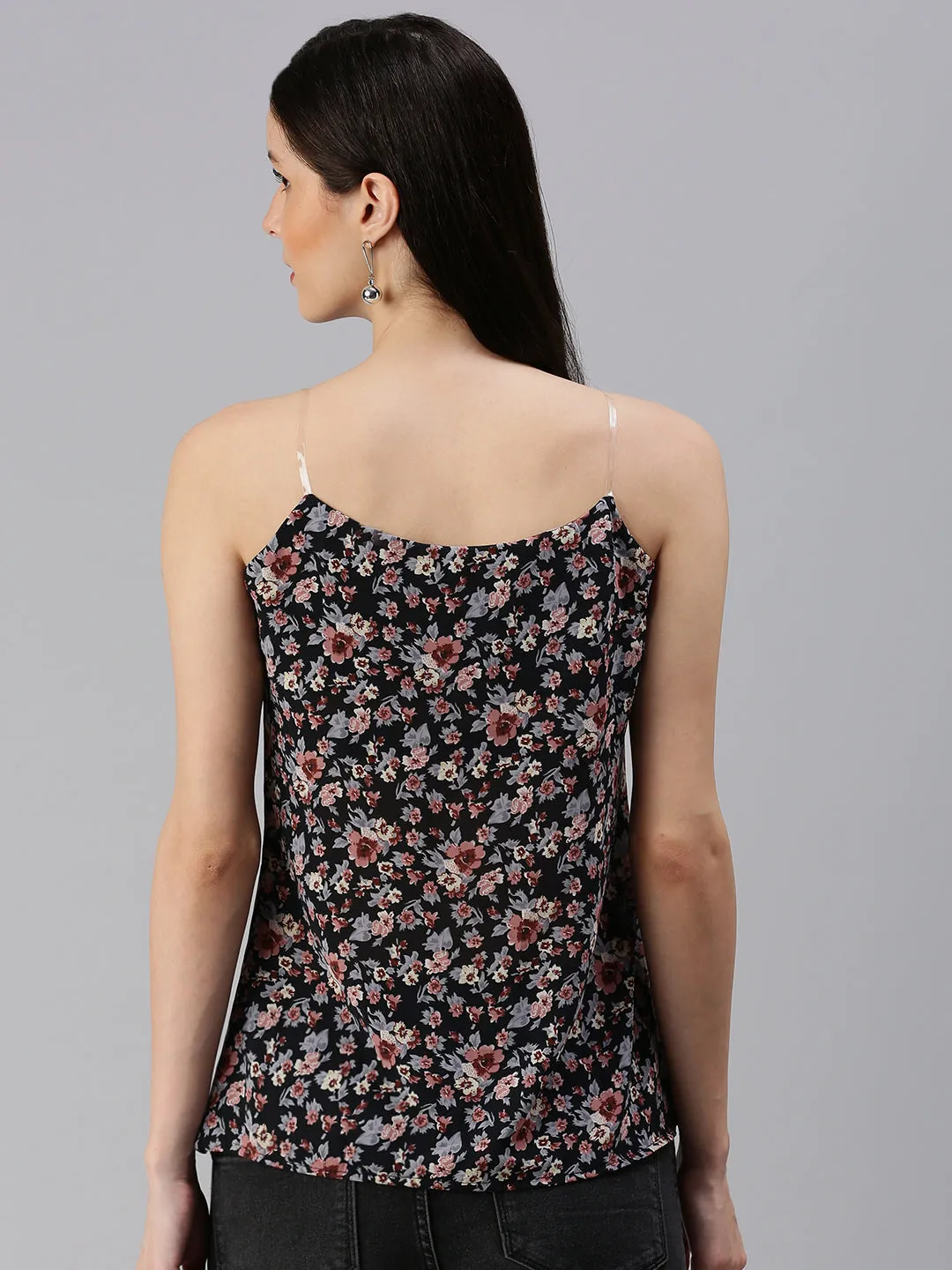 Women's Black Floral Top