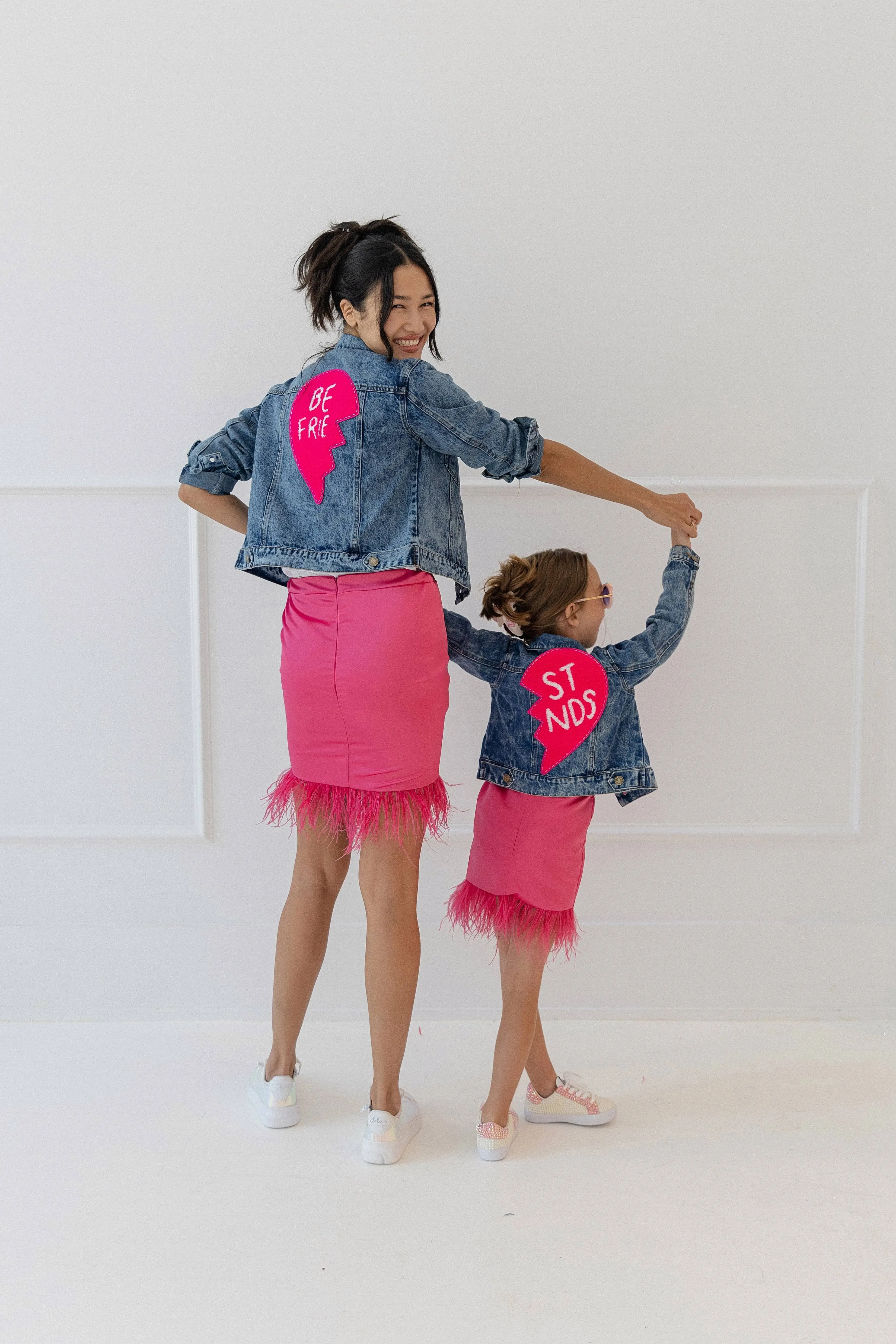 Women's Feather Trims Bright Pink Skirt