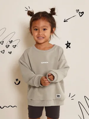 Young Girls Everyday Oversized Crew Neck Sweatshirt With Graphic Print